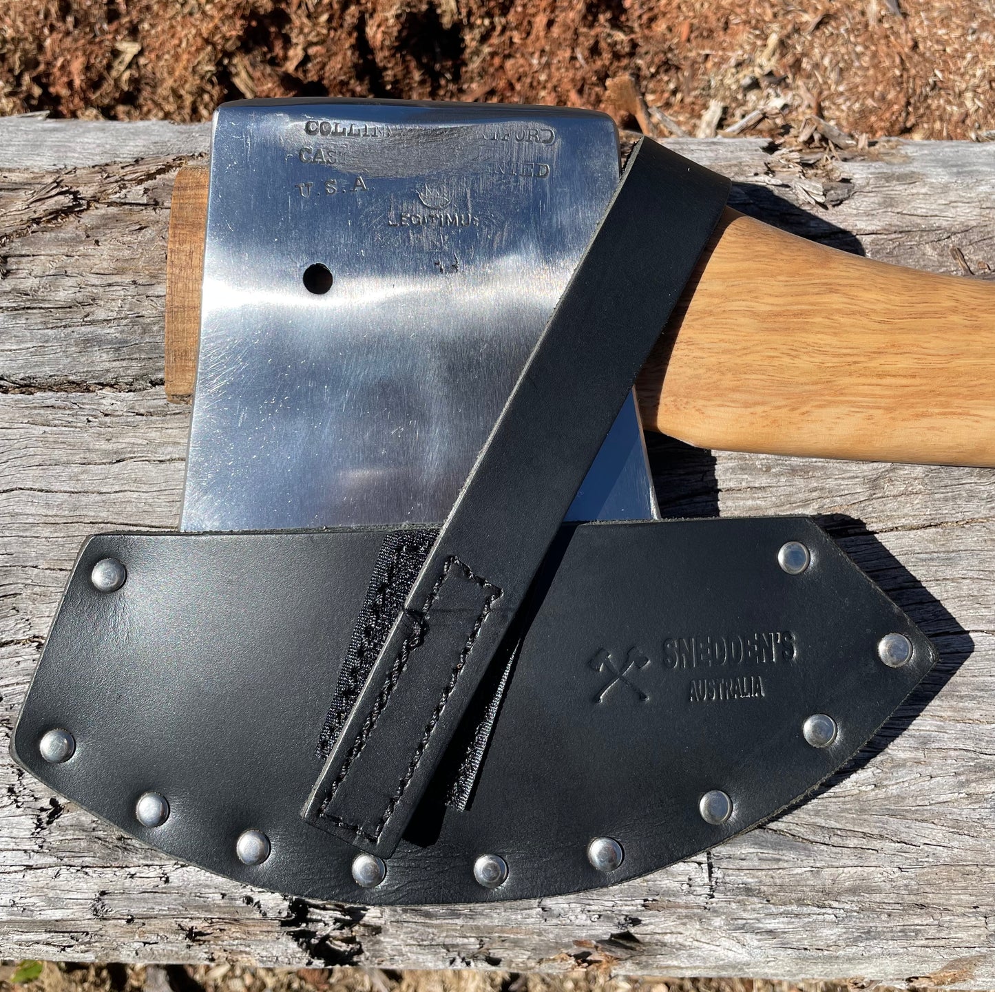 RA054 Reconditioned Collins Legitimus USA Race axe with 800mm spotted gum handle