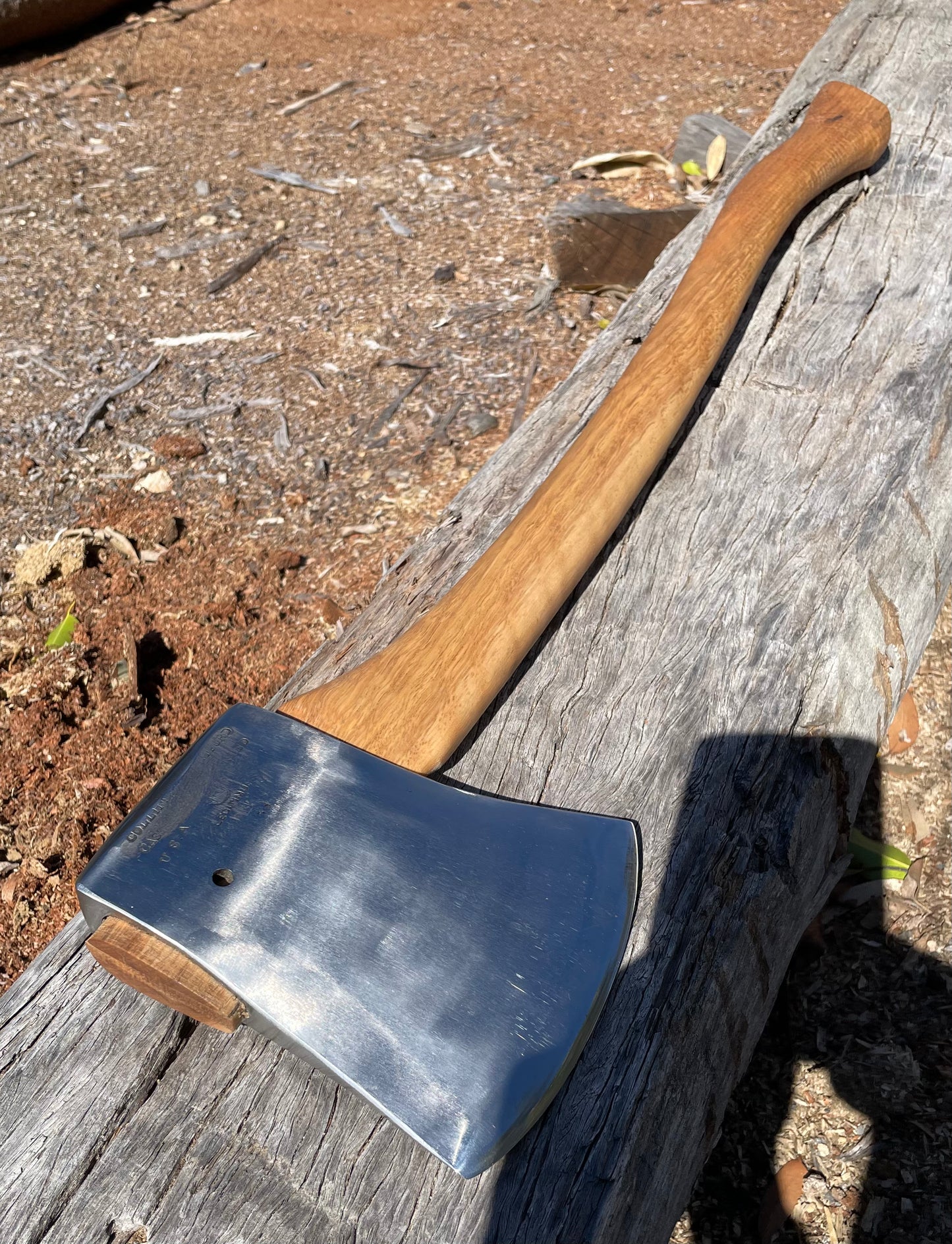RA054 Reconditioned Collins Legitimus USA Race axe with 800mm spotted gum handle