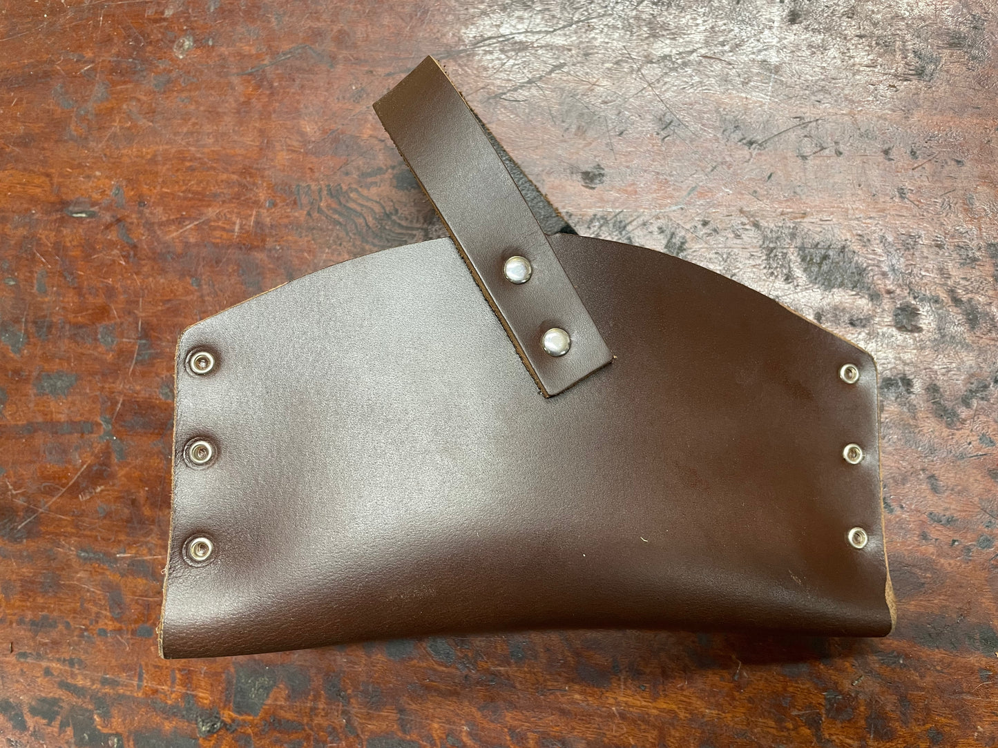 Knockabout / Race Axe Cover holds sharpening stone pouch - BROWN Leather DISCONTINUED DEMO MODEL