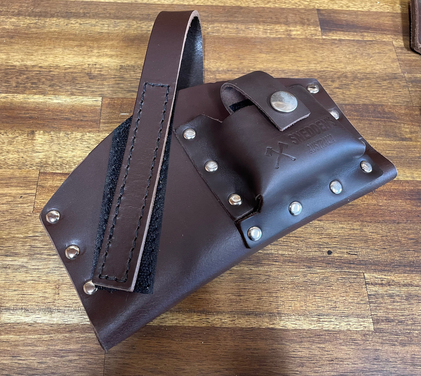Knockabout / Race Axe Cover with sharpening stone pouch - BROWN Leather