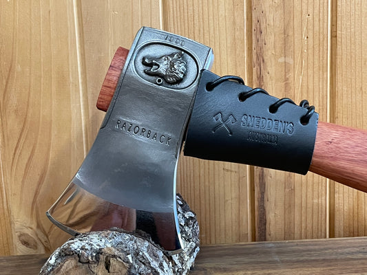 Razorback Hatchet handle protector. Black leather