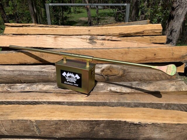 Race wedge tool box. Black paint finish or gold zinc finish