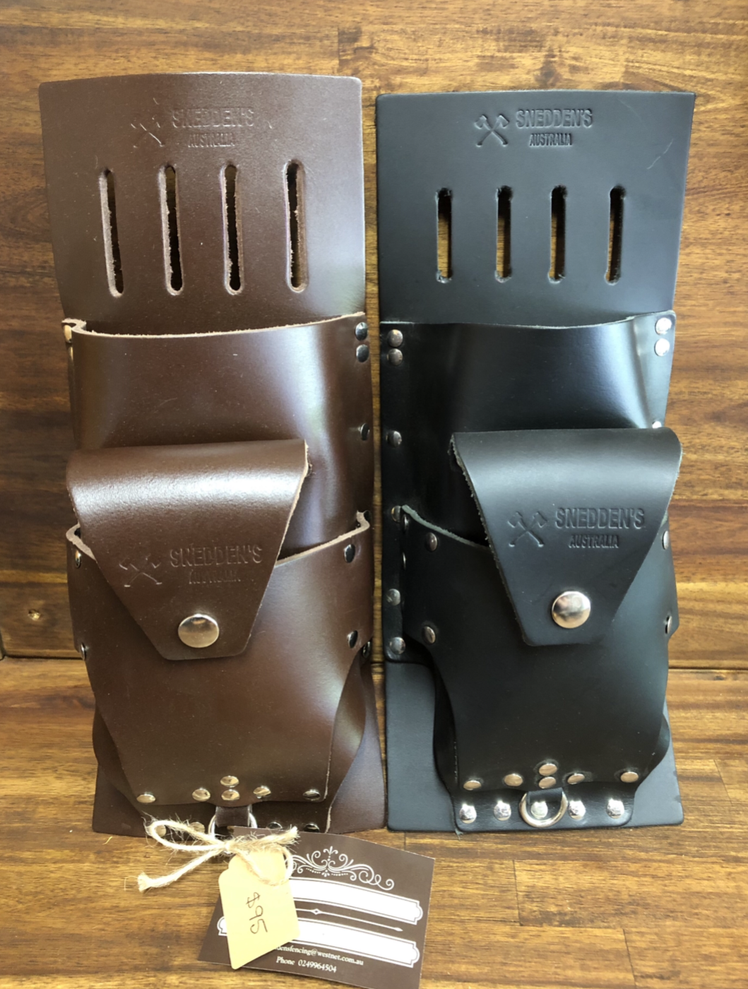 Wedge pouch - Brown- holds 3 alloy wedges , stump vice , spanner and file - Fellers Kit