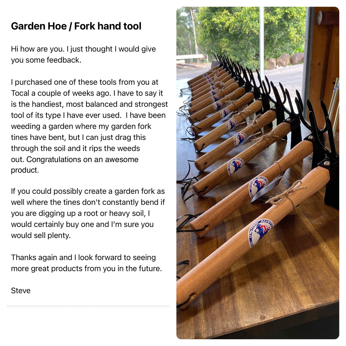 Garden Hoe / Fork Hand Tool - Black painted finish