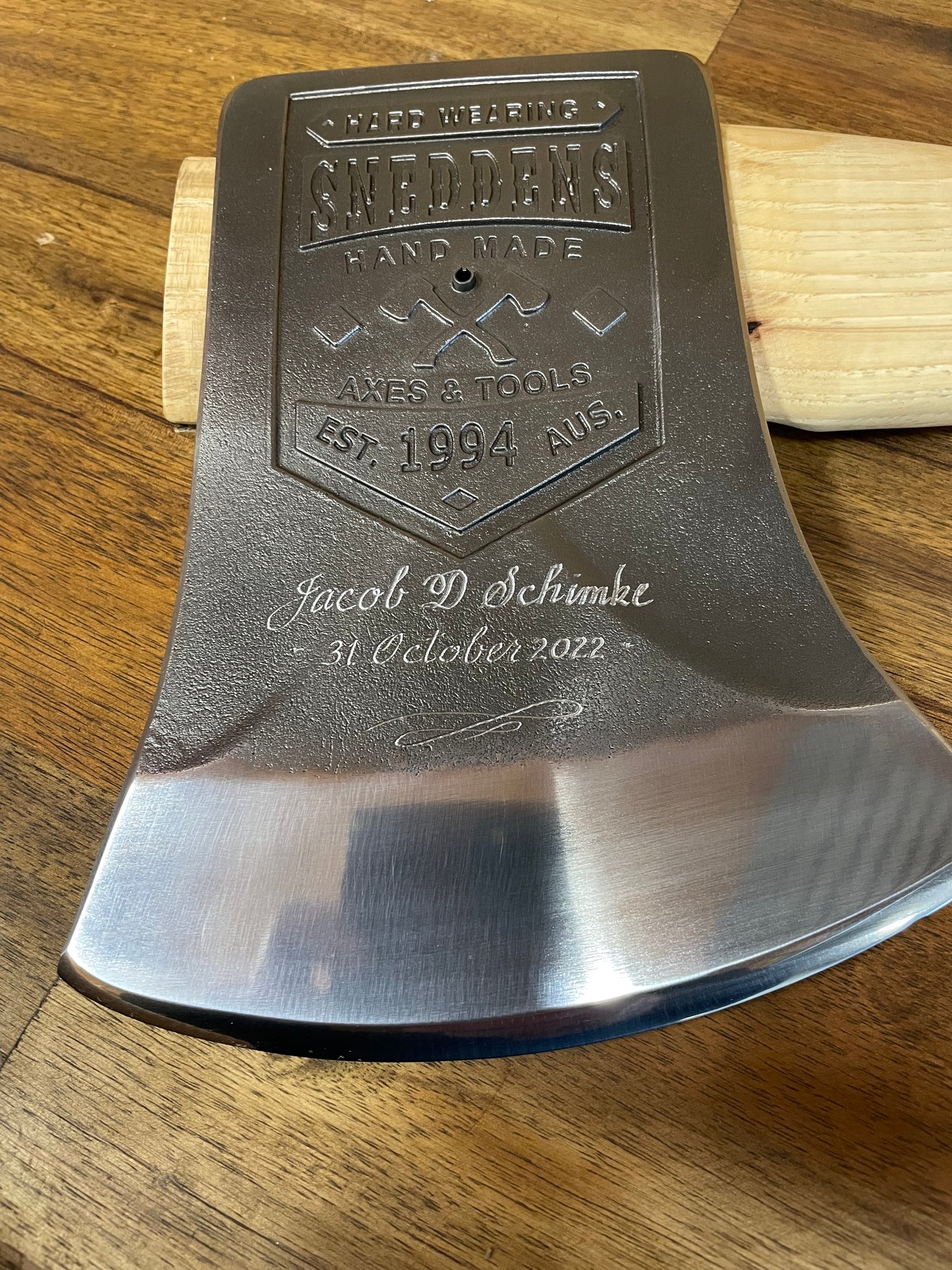 Series 3 Knockabout Axe ith SPOTTED GUM handle 2kg. including leather cover SOLD OUT
