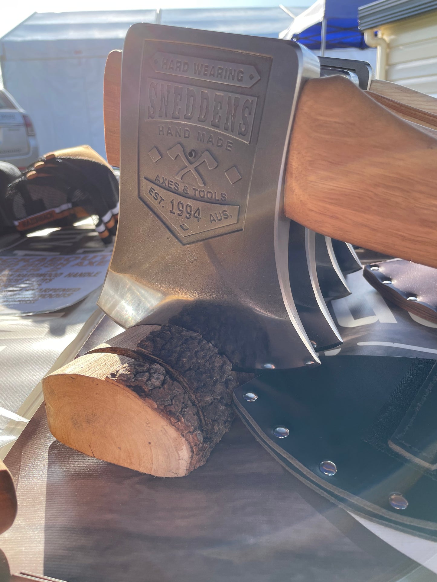 Series 3 Knockabout Axe ith SPOTTED GUM handle 2kg. including leather cover SOLD OUT