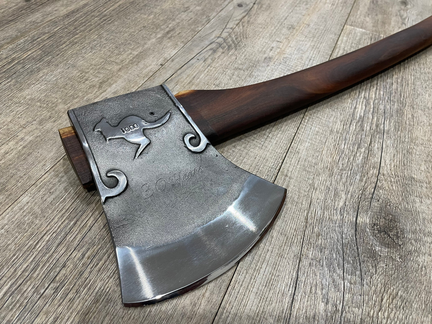 Series 1 Knockabout Axe number 1000 Engraved with 30 Years Gidgee Wood Handle