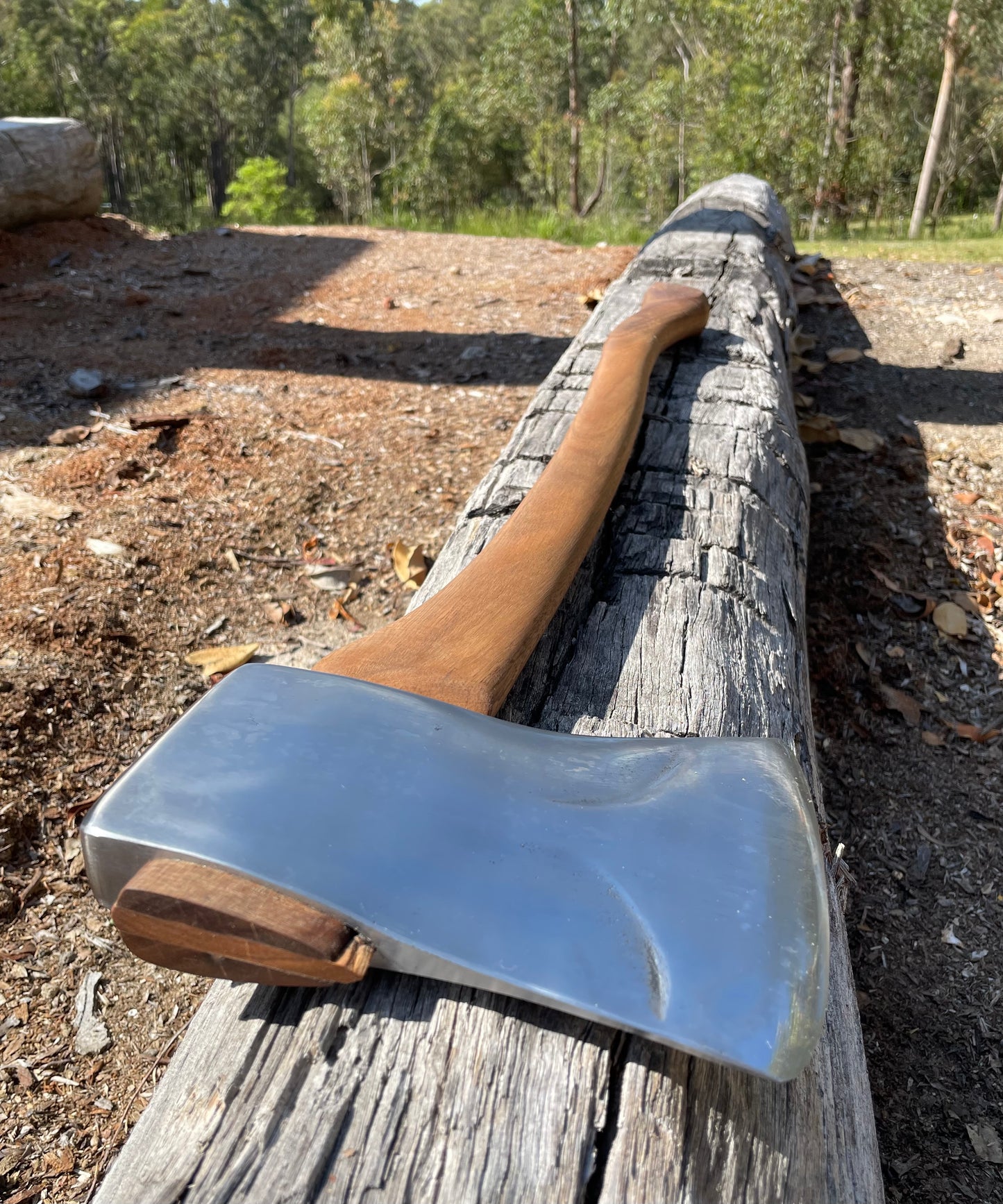 RA062 Reconditioned Kelly St Catharines Made in Canada axe with 800mm spotted gum handle