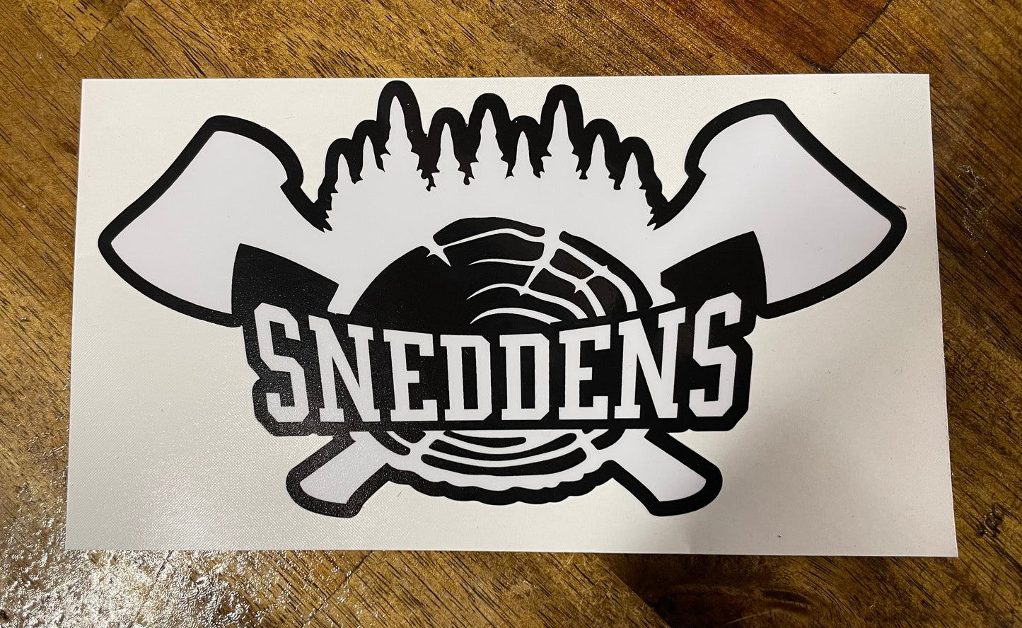 Snedden's Fencing Products Stickers - White on Black Background