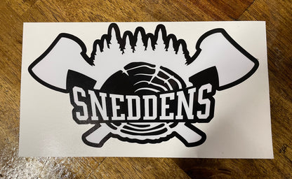 Snedden's Fencing Products Stickers - White on Black Background