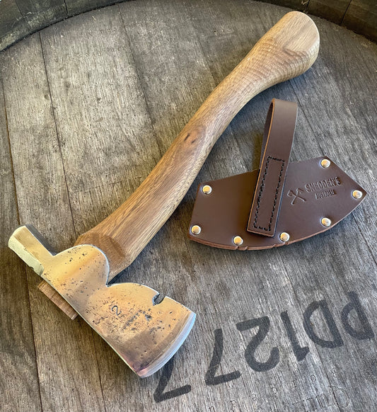 RA080 Reconditioned N Weed Shinglers hatchet with 370mm spotted gum handle