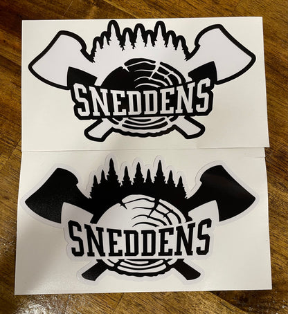 Snedden's Fencing Products Stickers - White on Black Background