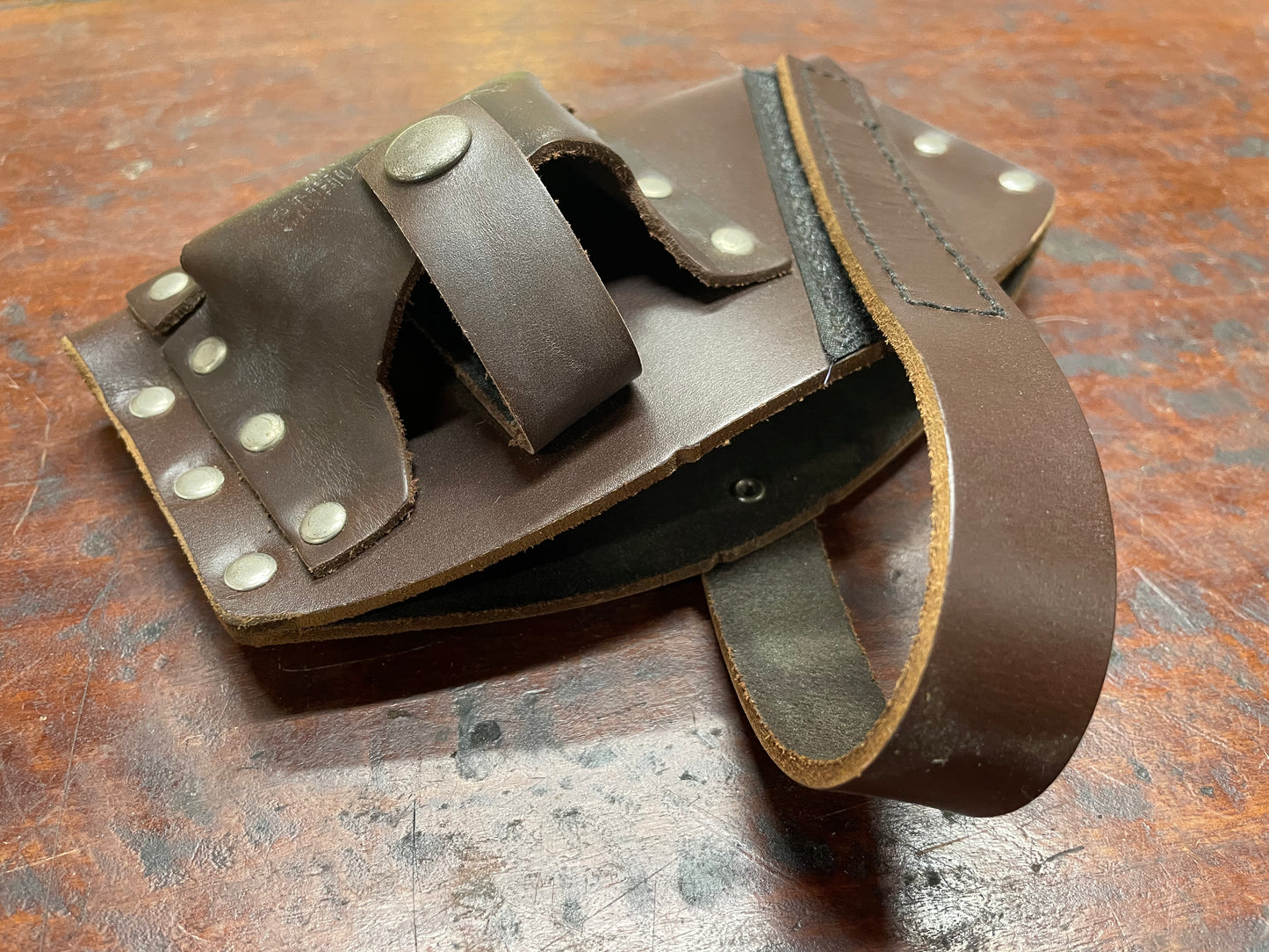 Knockabout / Race Axe Cover holds sharpening stone pouch - BROWN Leather DISCONTINUED DEMO MODEL