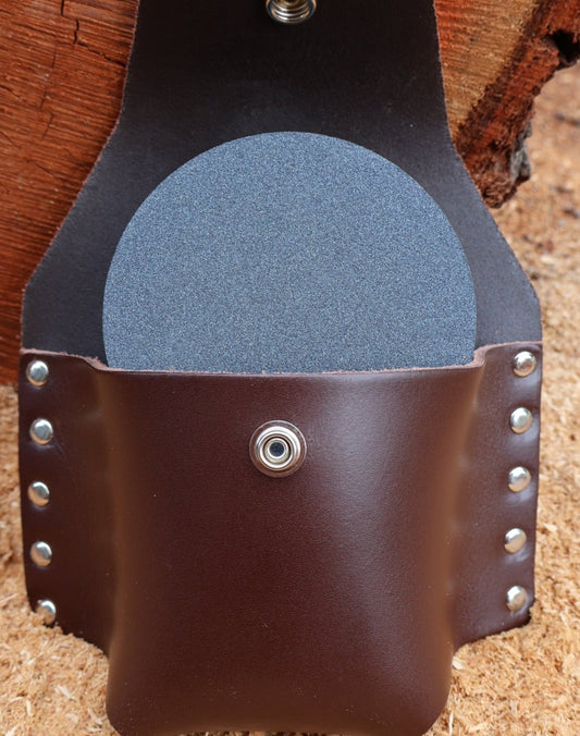 Large Sharpening Stone in Brown Leather Pouch (Belt Mountable)