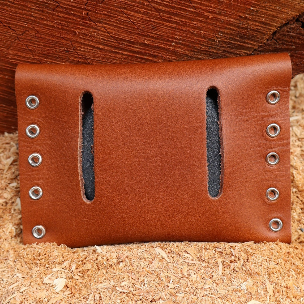 Small Sharpening Stone in Tan Leather Pouch (Belt Mountable)