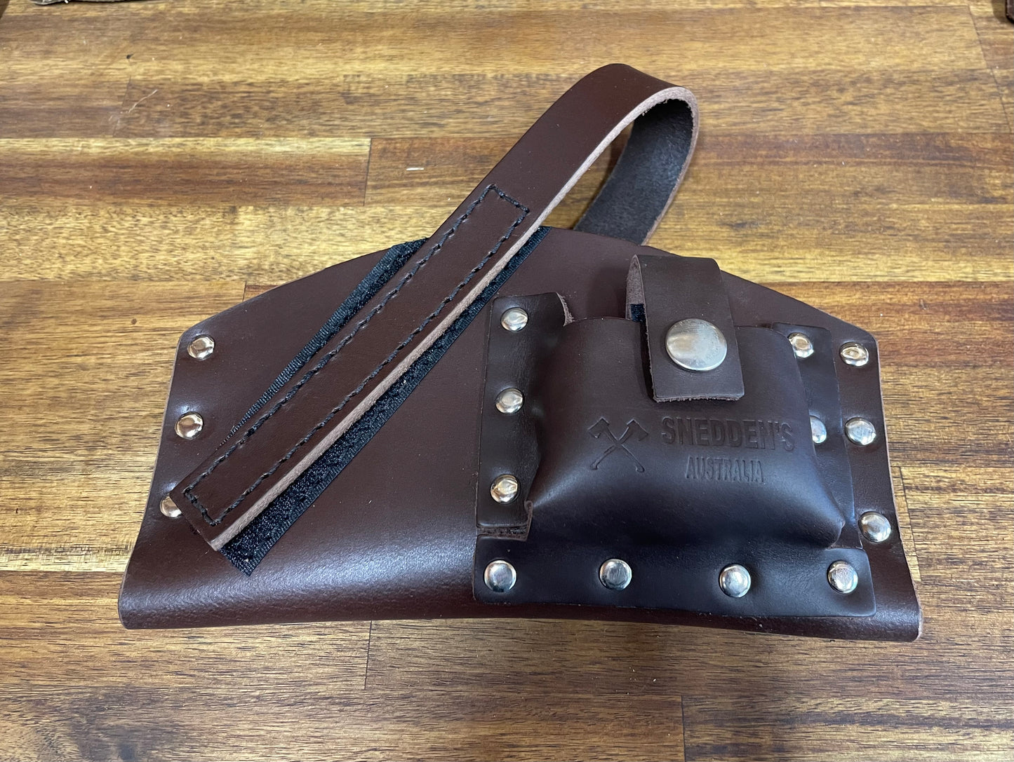 Knockabout / Race Axe Cover with sharpening stone pouch - BROWN Leather