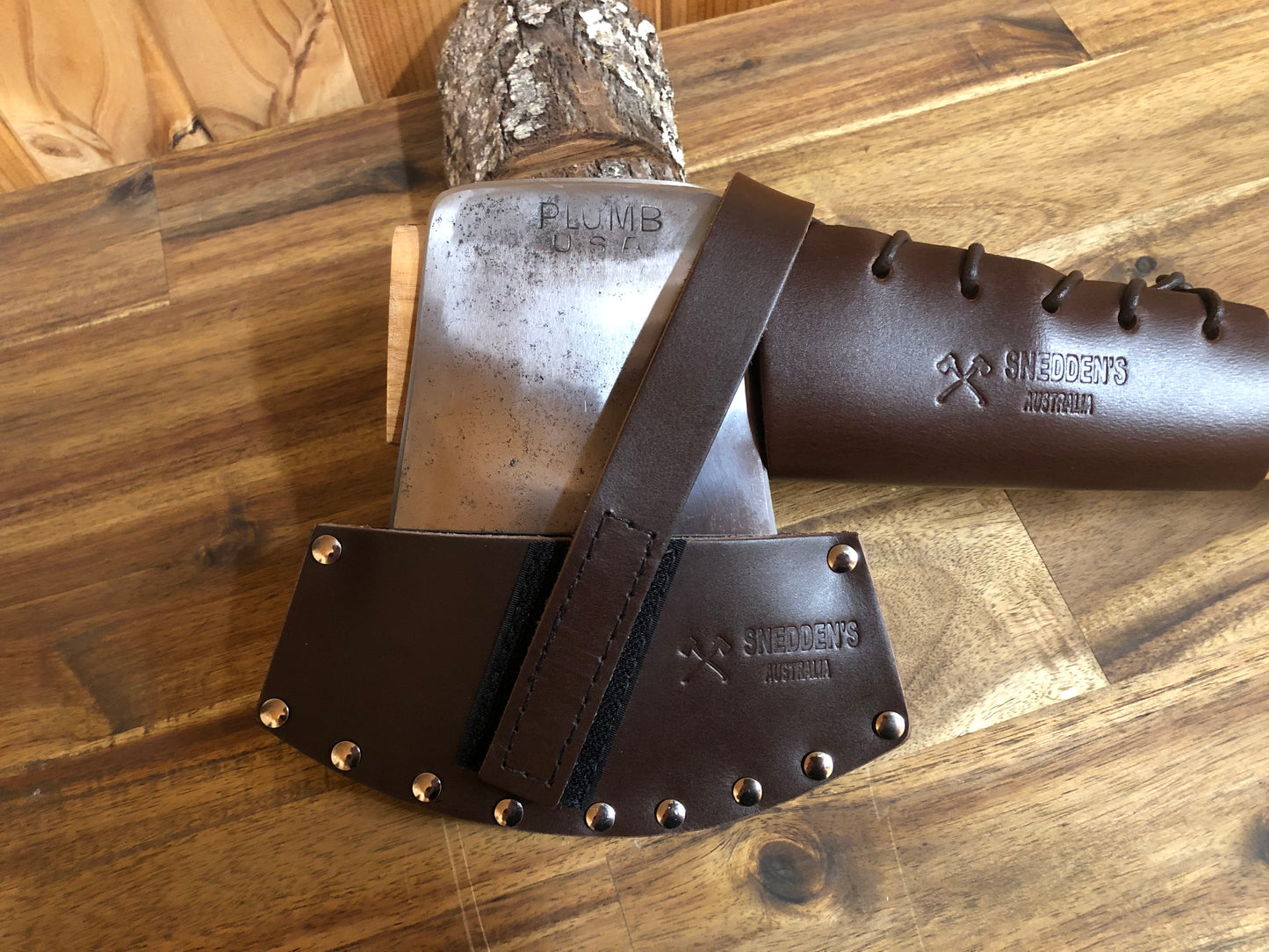 AXE COVER LEATHER DESIGNED FOR VINTAGE AXES/MID SIZE BROWN