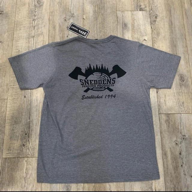 Snedden’s Fencing Products T Shirt Established 1994 Grey Marle