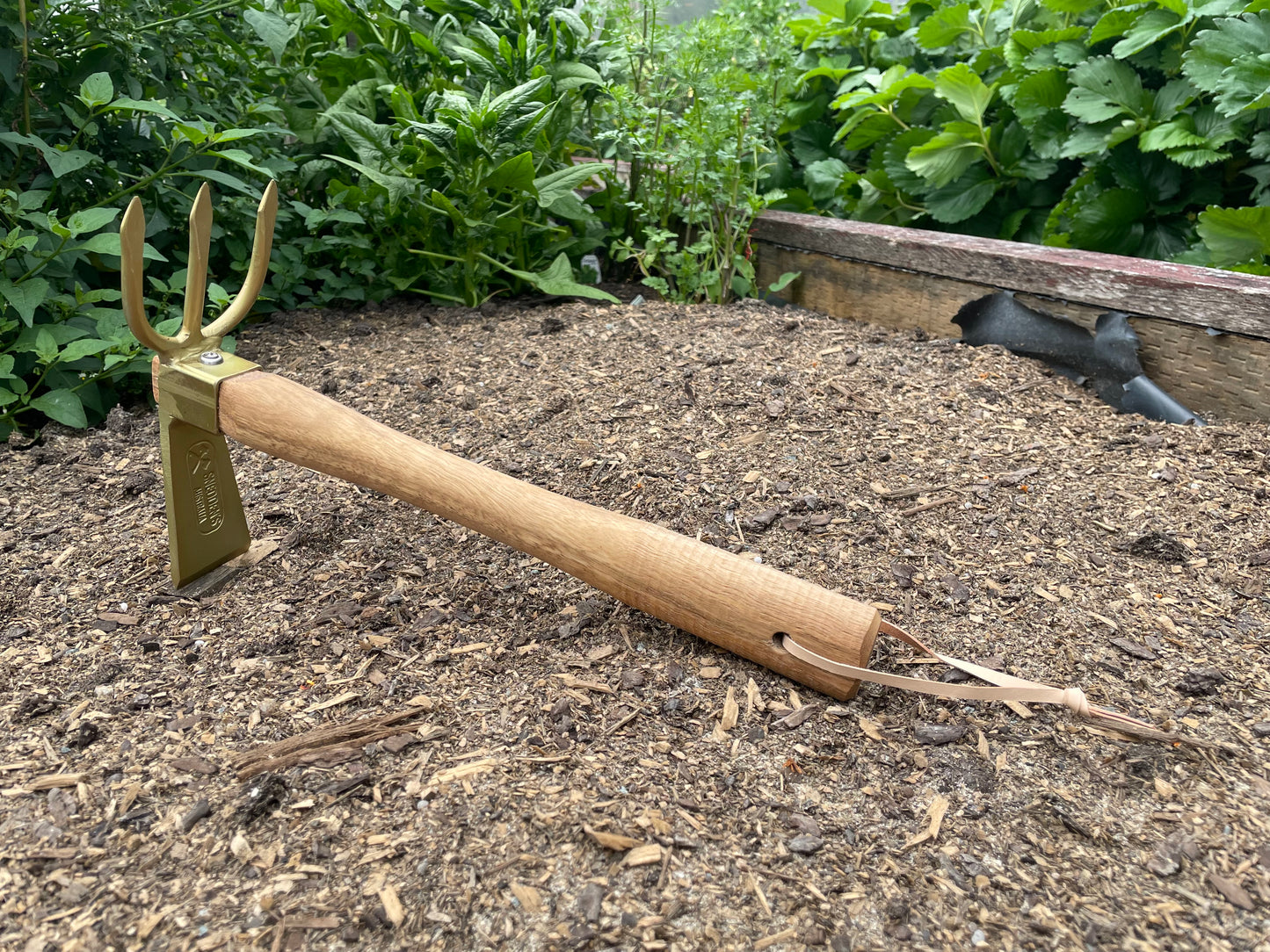 Garden Hoe / Fork Hand Tool - gold zinc finish