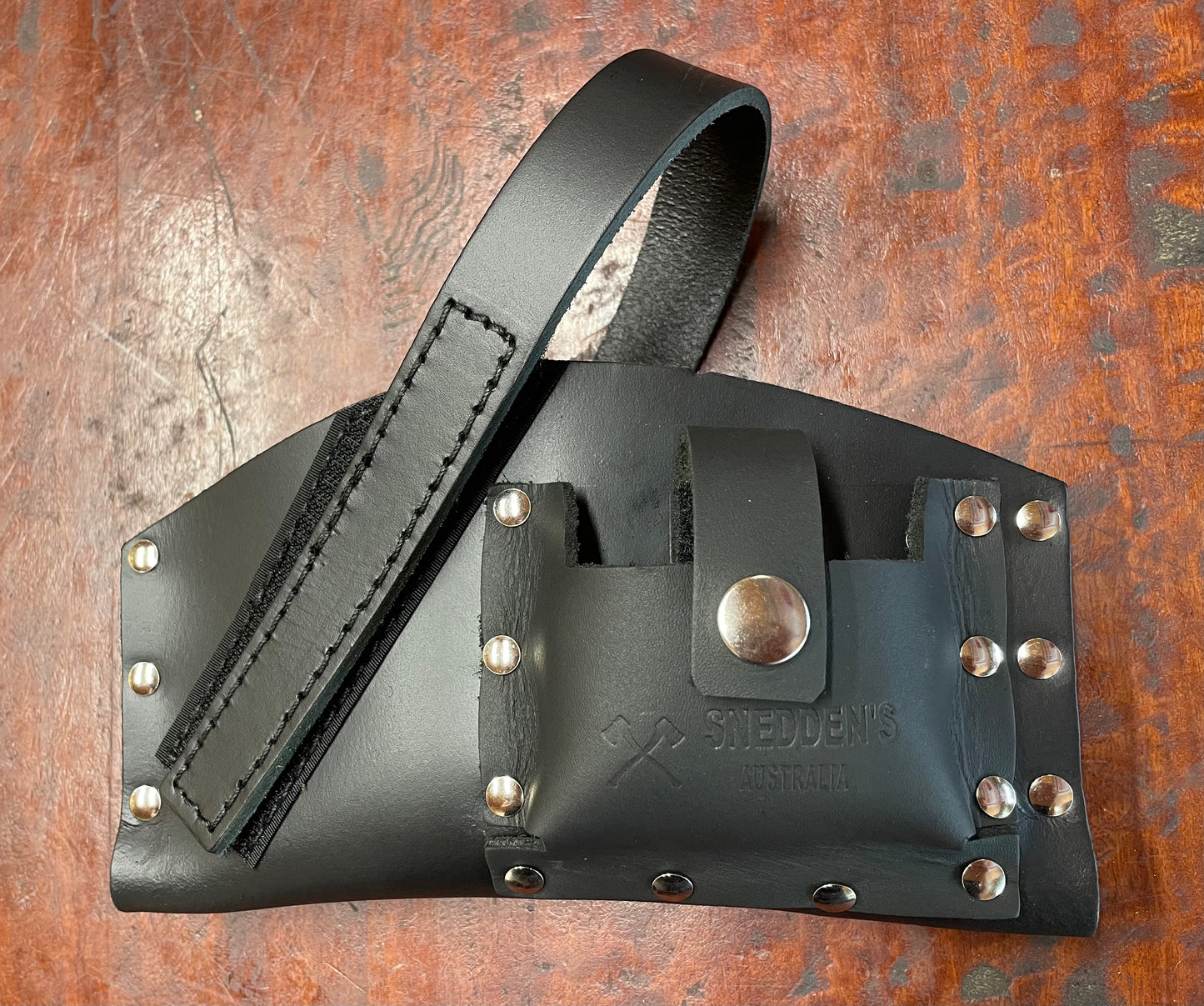Knockabout / Race Axe Cover with sharpening stone pouch - Black Leather