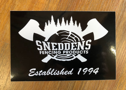 Snedden's Fencing Products Stickers - White on Black Background